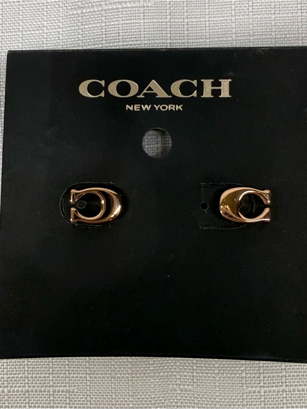 Coach Gold C-Logo Stud Earrings